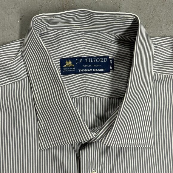 Samuelsohn Thomas Mason Dress Shirt French Cuffs Italy Striped 17 1/2 XL - Picture 6 of 12
